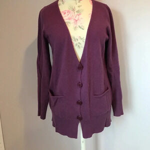 White + Warren purple cashmere cardigan size M